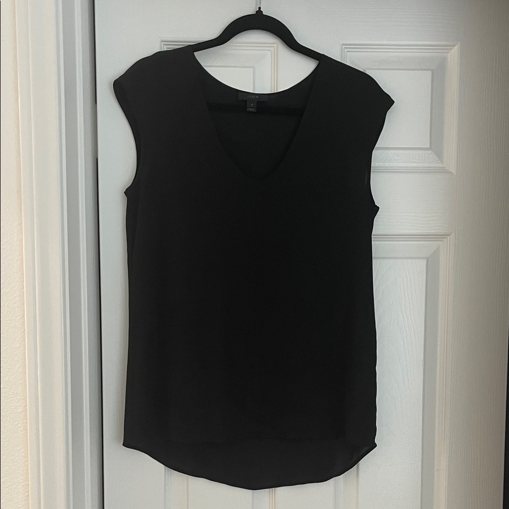 J. Crew Black V-Neck  Cap Sleeve Blouse- Size 2